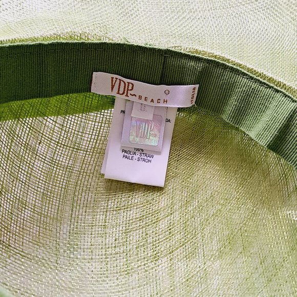 VDP Women's Italian Straw Silk Summer Beach Green Hat - Picture 7 of 15